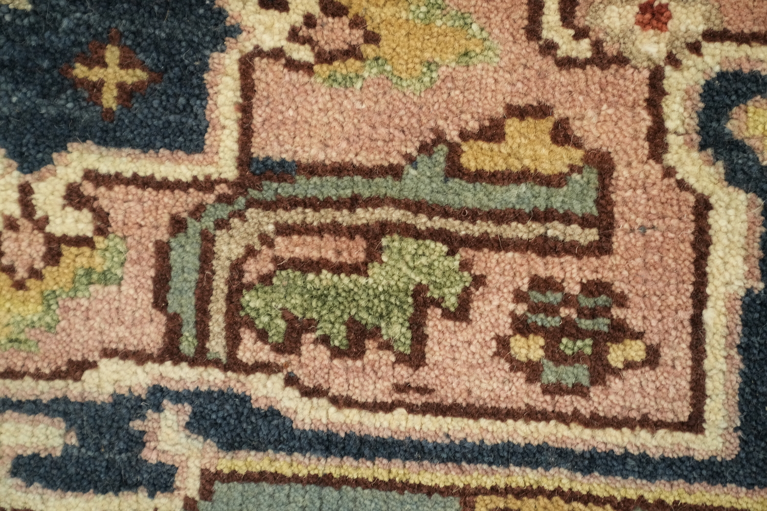 Rust and Navy Persian Style Hand-Knotted Wool Rug 9x12