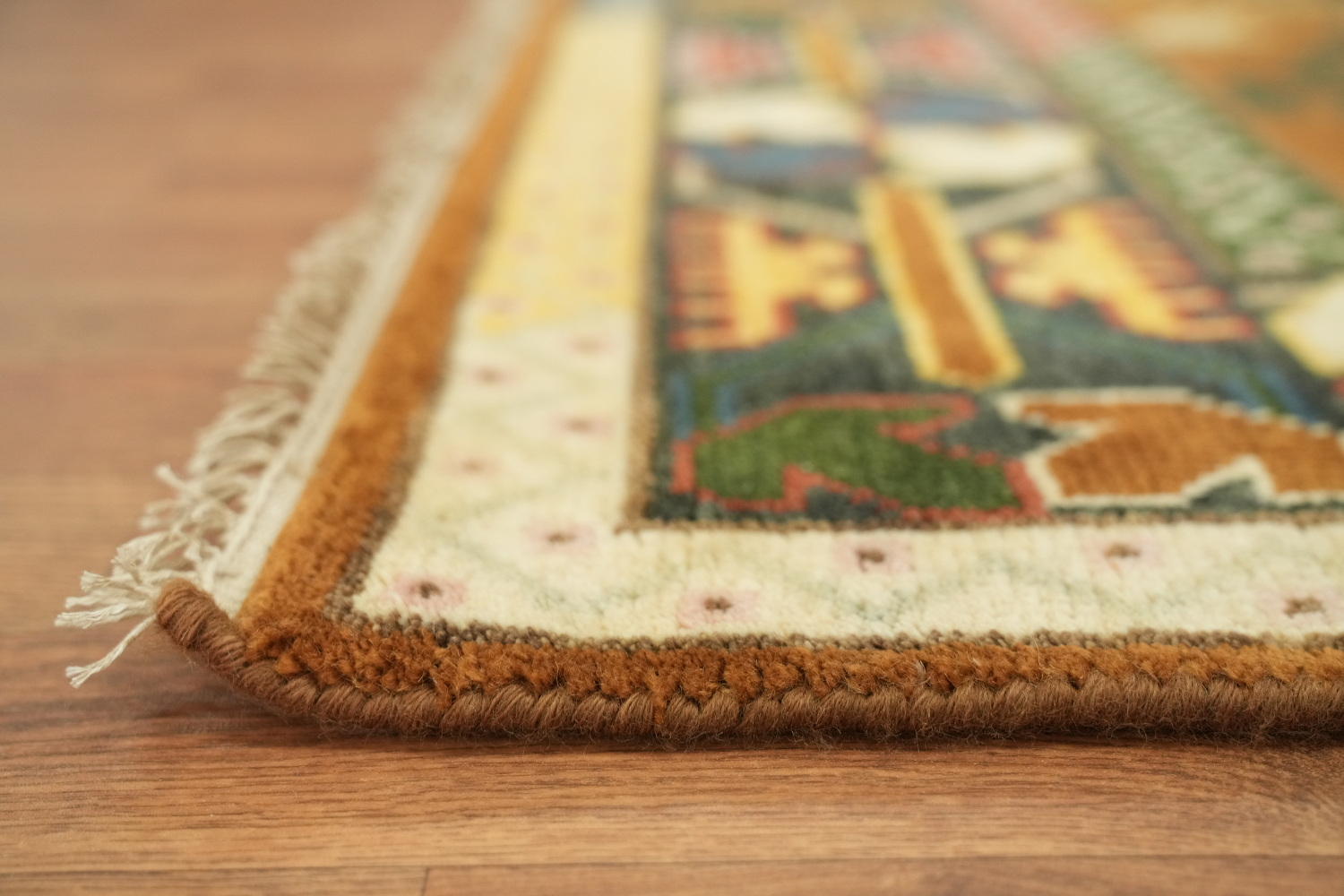 8'x10' Rustic Tribal Kazak Rug Brimming with Vibrant Geometric Design