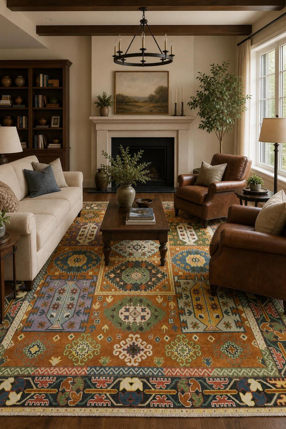 8'x10' Rustic Tribal Kazak Rug Brimming with Vibrant Geometric Design