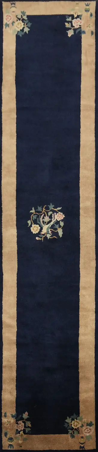 Art Deco Chinese Runner Wool Rug 2x11