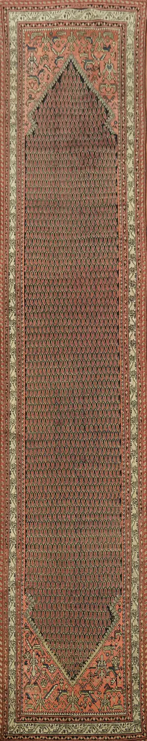 Pre-1900 Antique Malayer Persian Runner Wool Rug 3x16