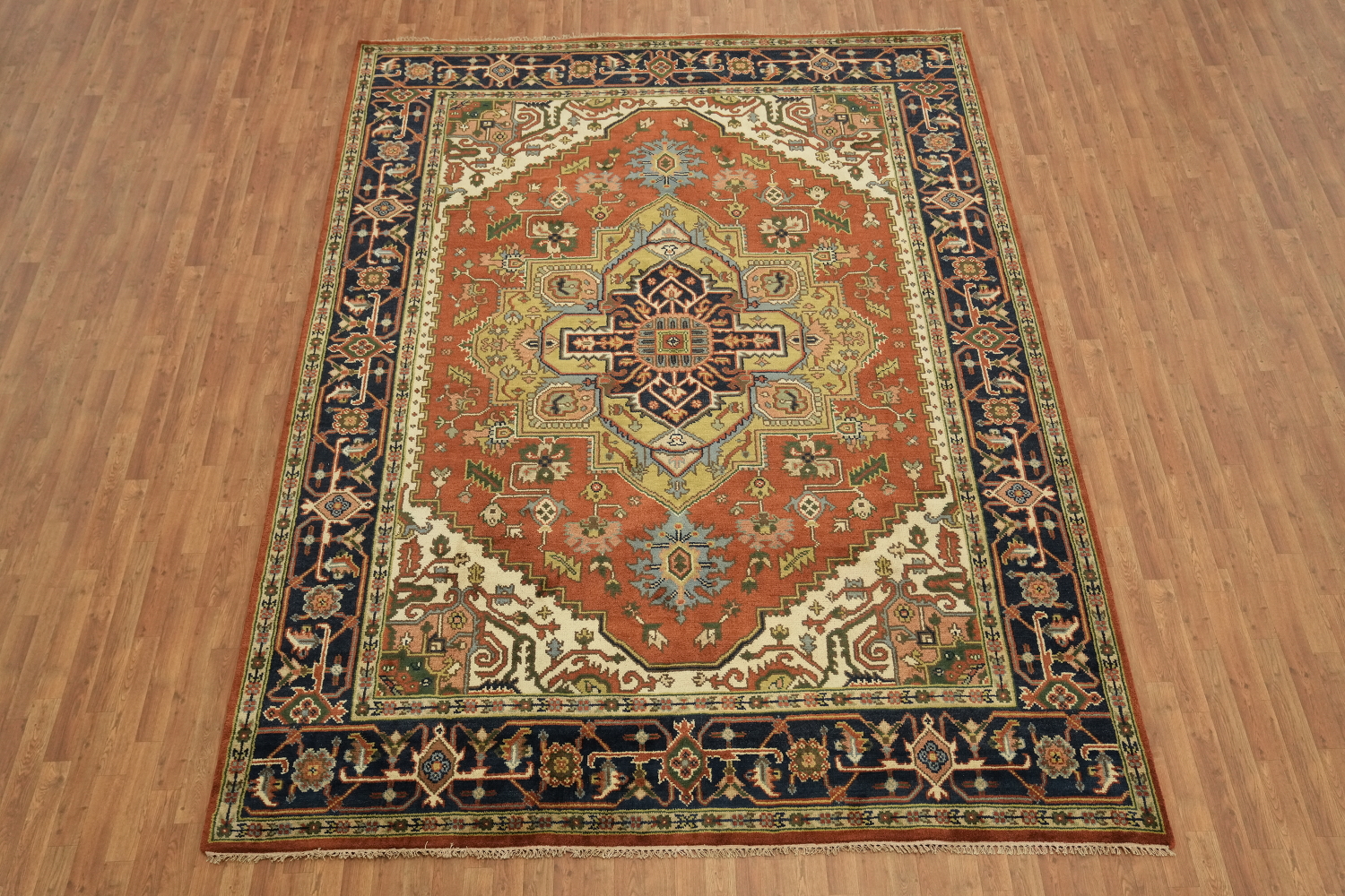 Rust and Navy Heriz Serapi Oriental Area Rug  9x12
