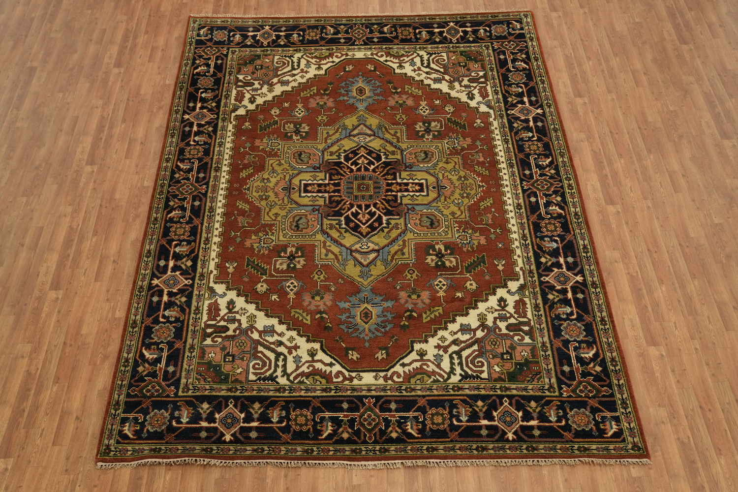 Rust and Navy Heriz Serapi Oriental Area Rug  9x12