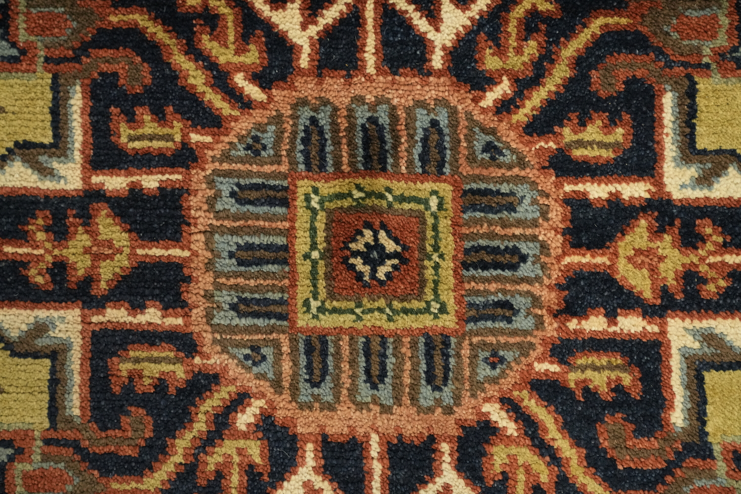 Rust and Navy Heriz Serapi Oriental Area Rug  9x12