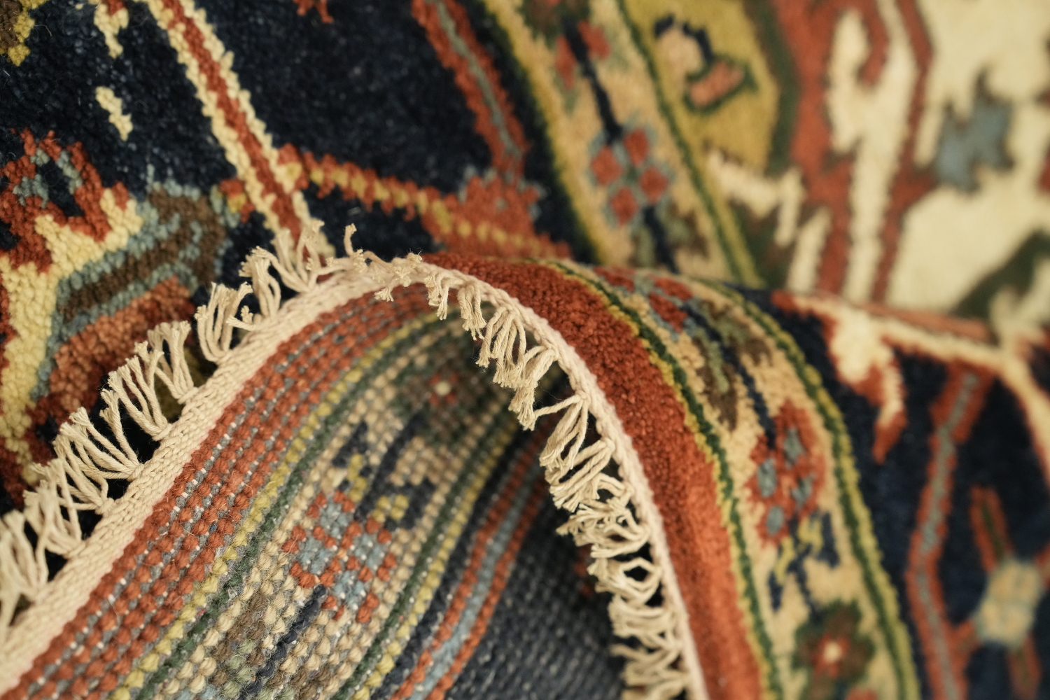 Rust and Navy Heriz Serapi Oriental Area Rug  9x12