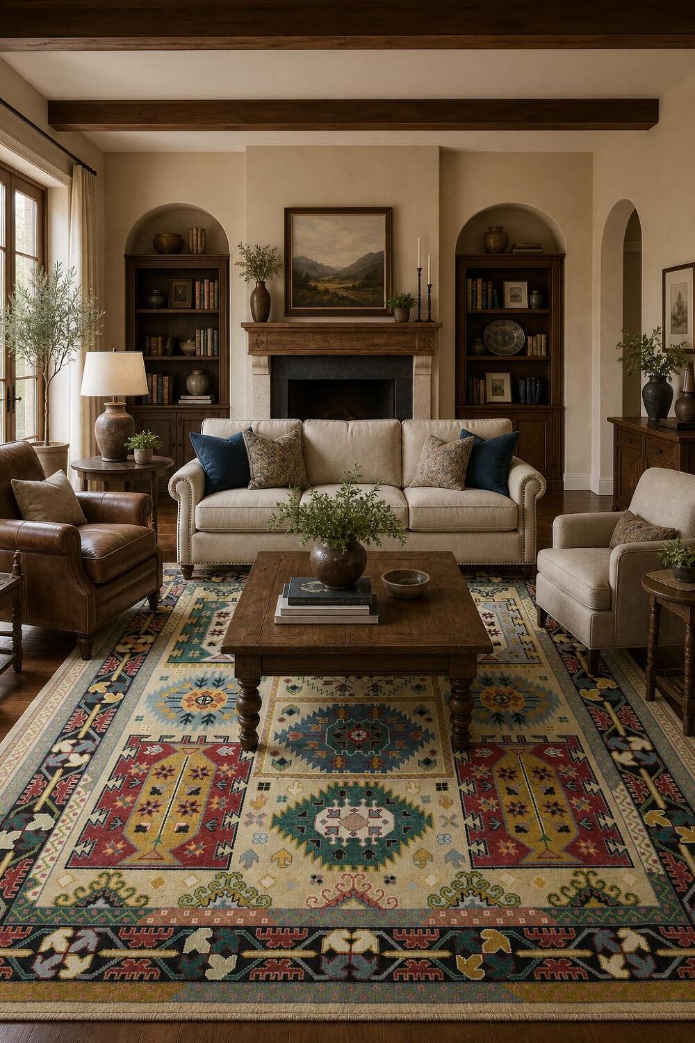 8'x10' Traditional Light Green South-western Rug with Vibrant Geometric Design