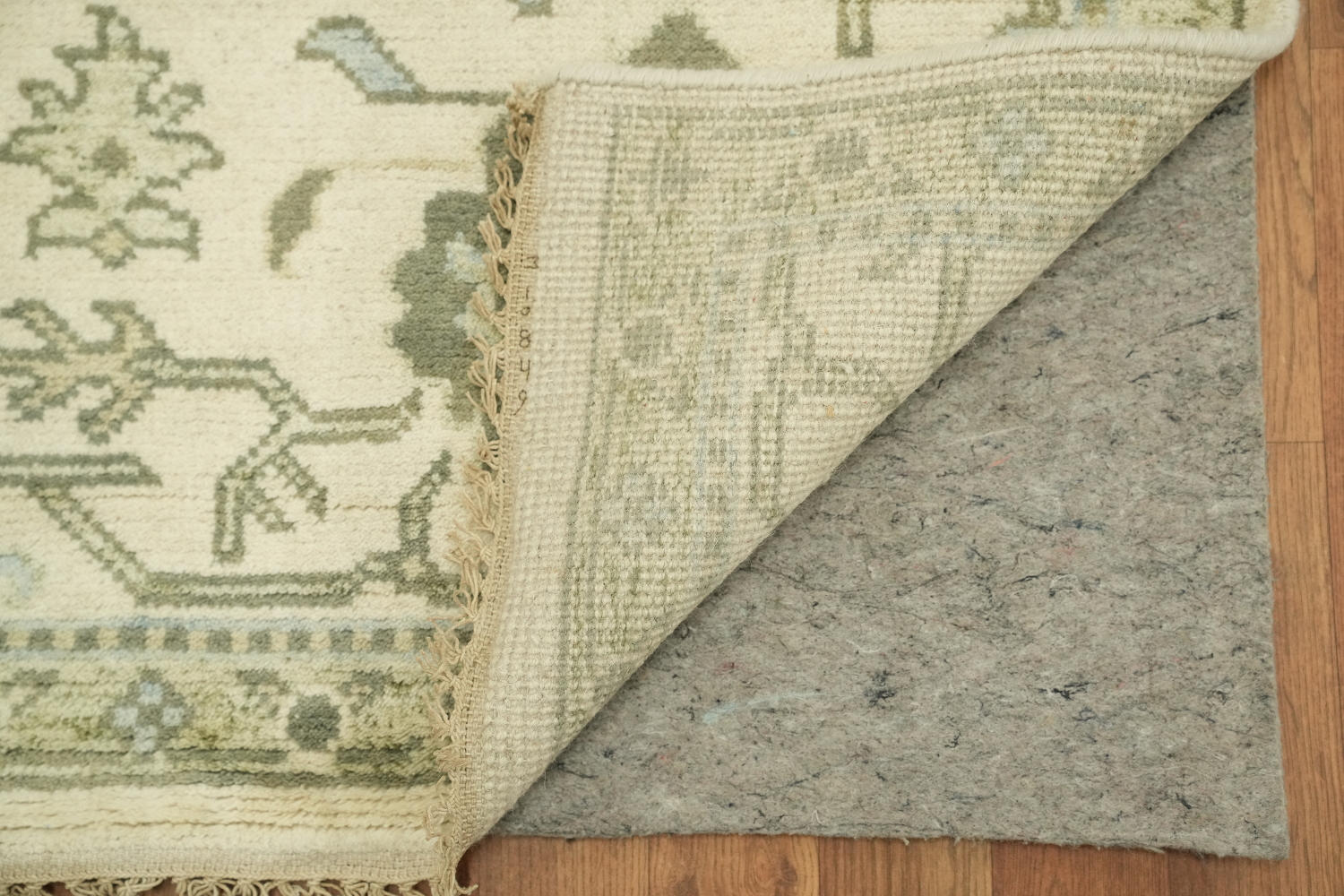 Cream and Green Traditional Oushak Living Room Rug 8'x10'