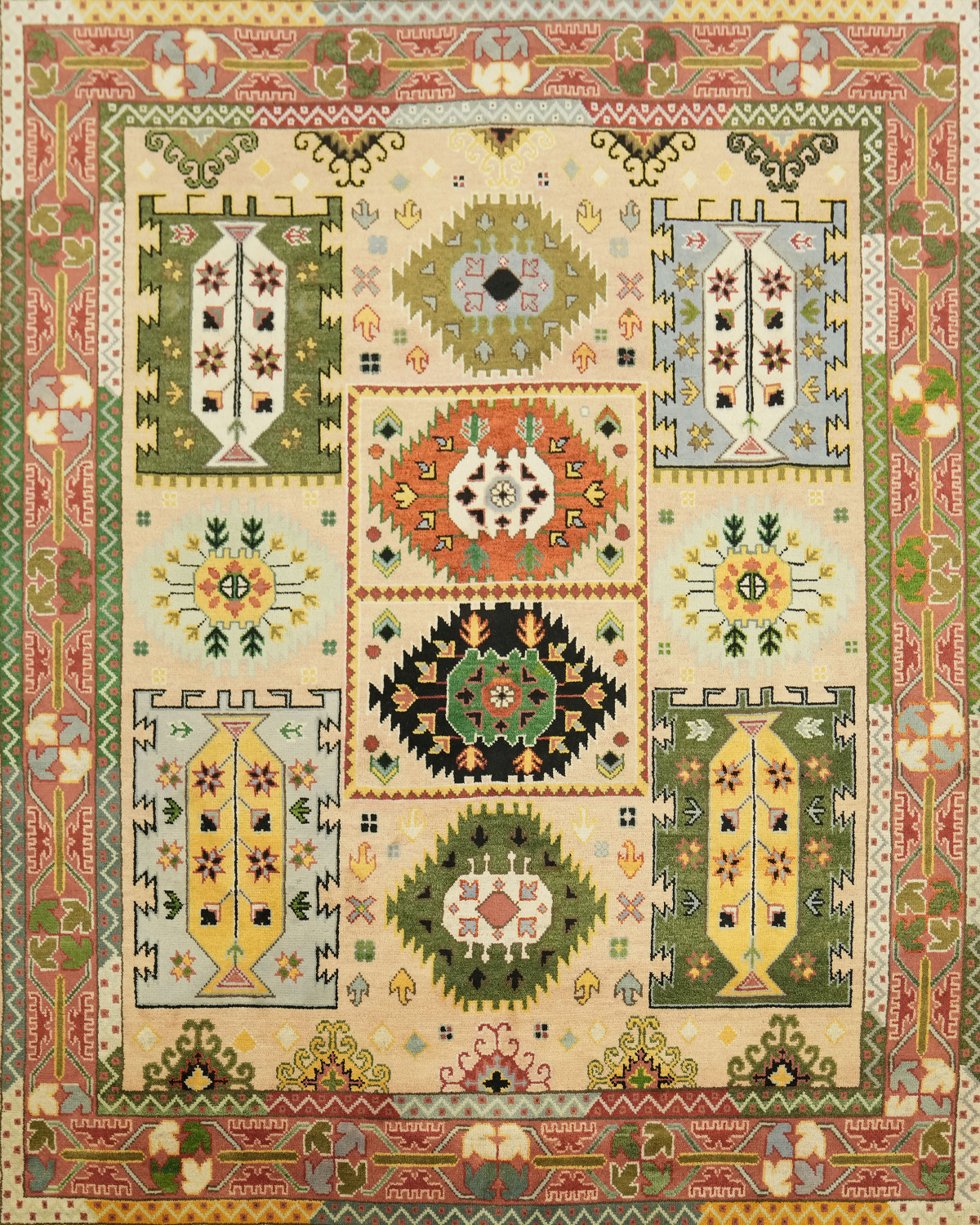 8'x10' Traditional Tribal South-western Rug with Vibrant Geometric Design