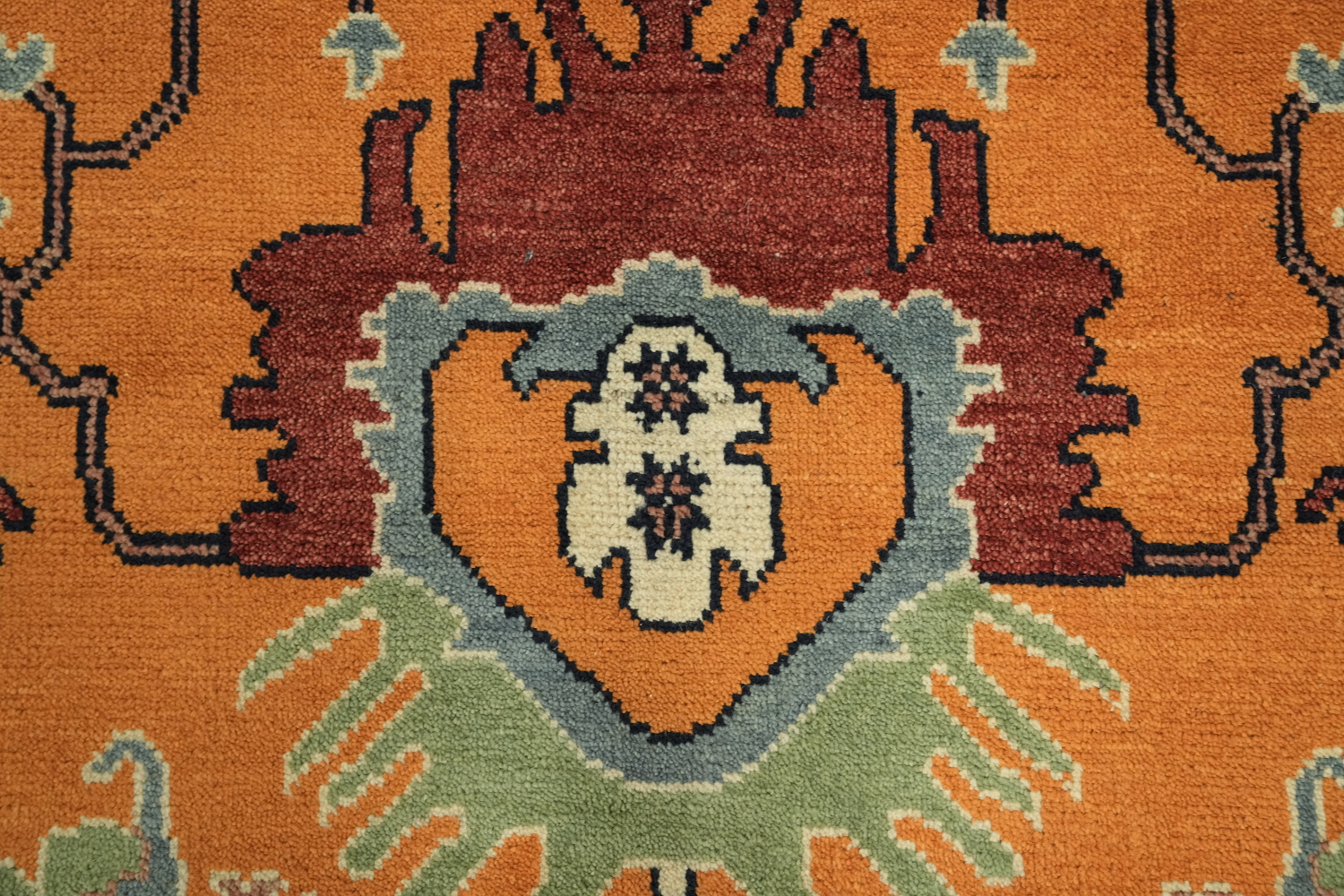 Exquisite Traditional Design Hand-Knotted Wool Rug in Warm Orange Tones 9' x 12'