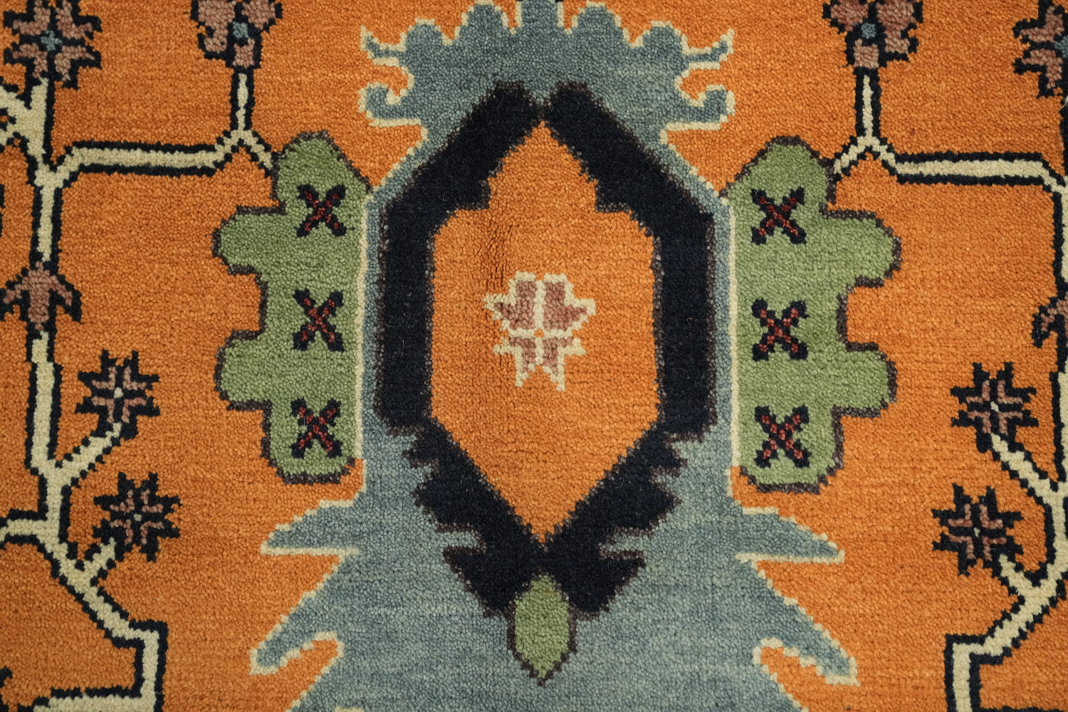 Exquisite Traditional Design Hand-Knotted Wool Rug in Warm Orange Tones 9' x 12'