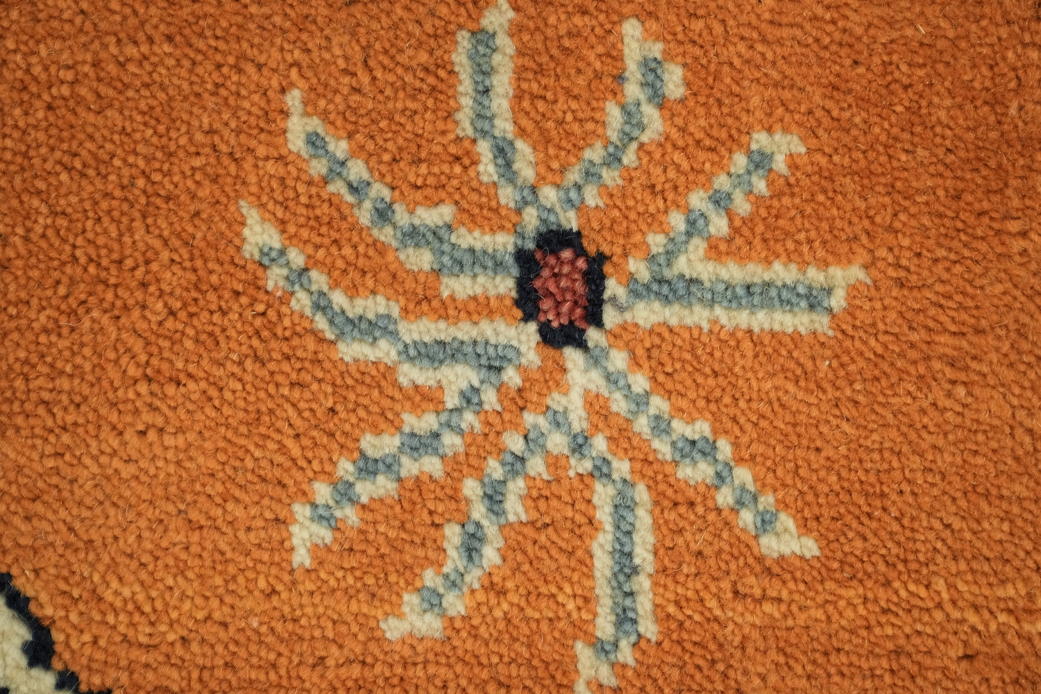 Exquisite Traditional Design Hand-Knotted Wool Rug in Warm Orange Tones 9' x 12'