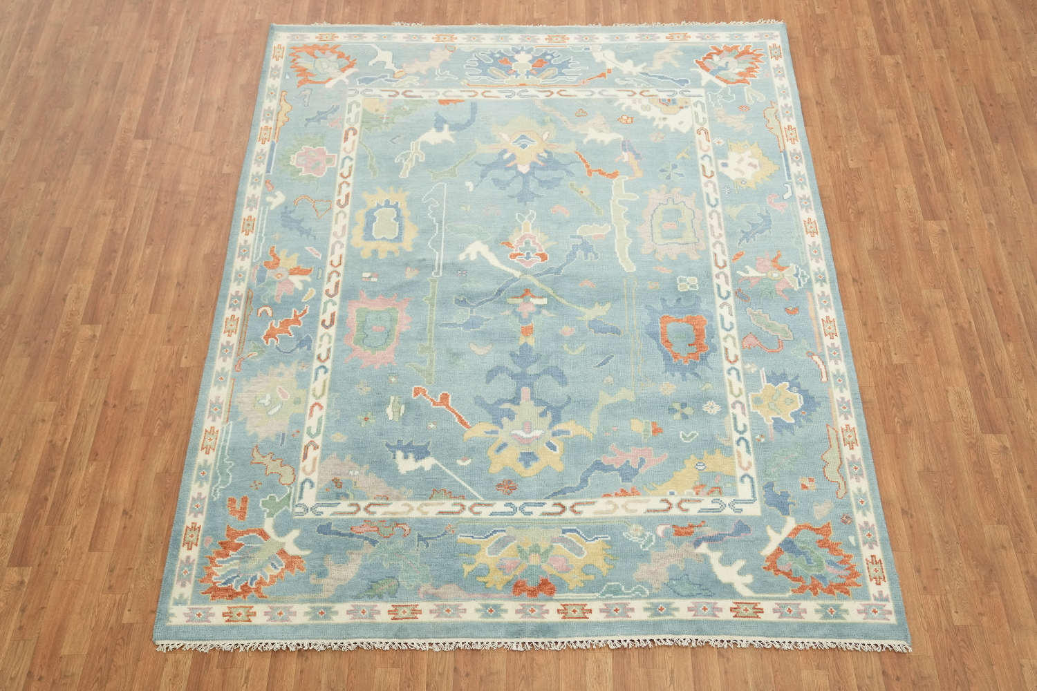 Pastel Blue Traditional Oushak Hand Made Area Rug 8x10