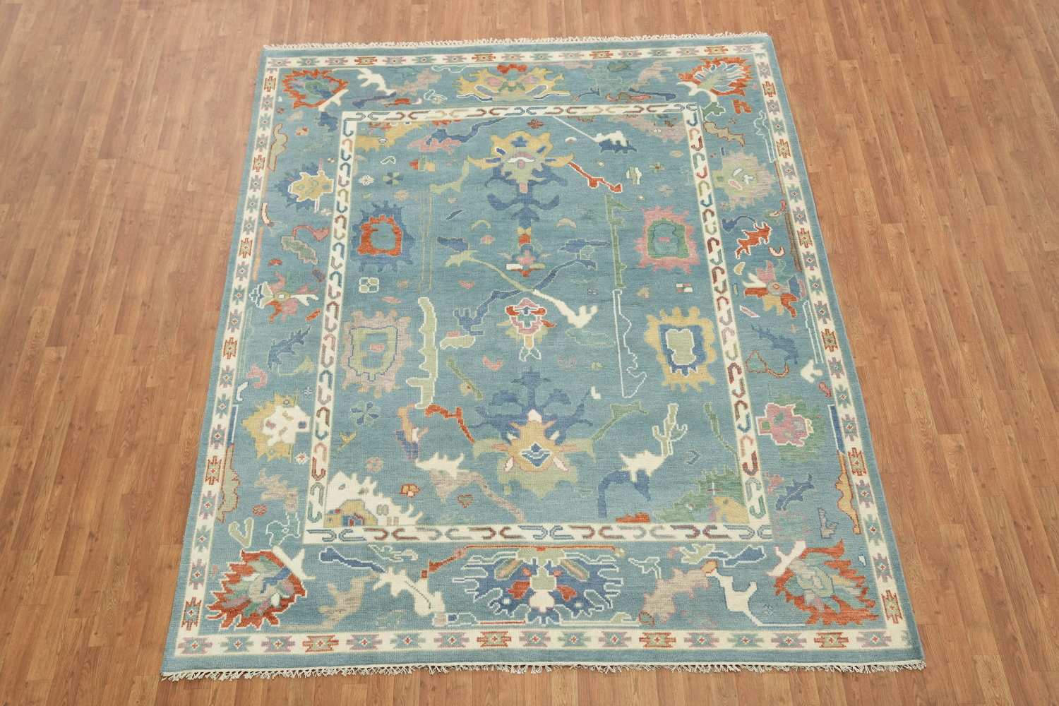 Pastel Blue Traditional Oushak Hand Made Area Rug 8x10