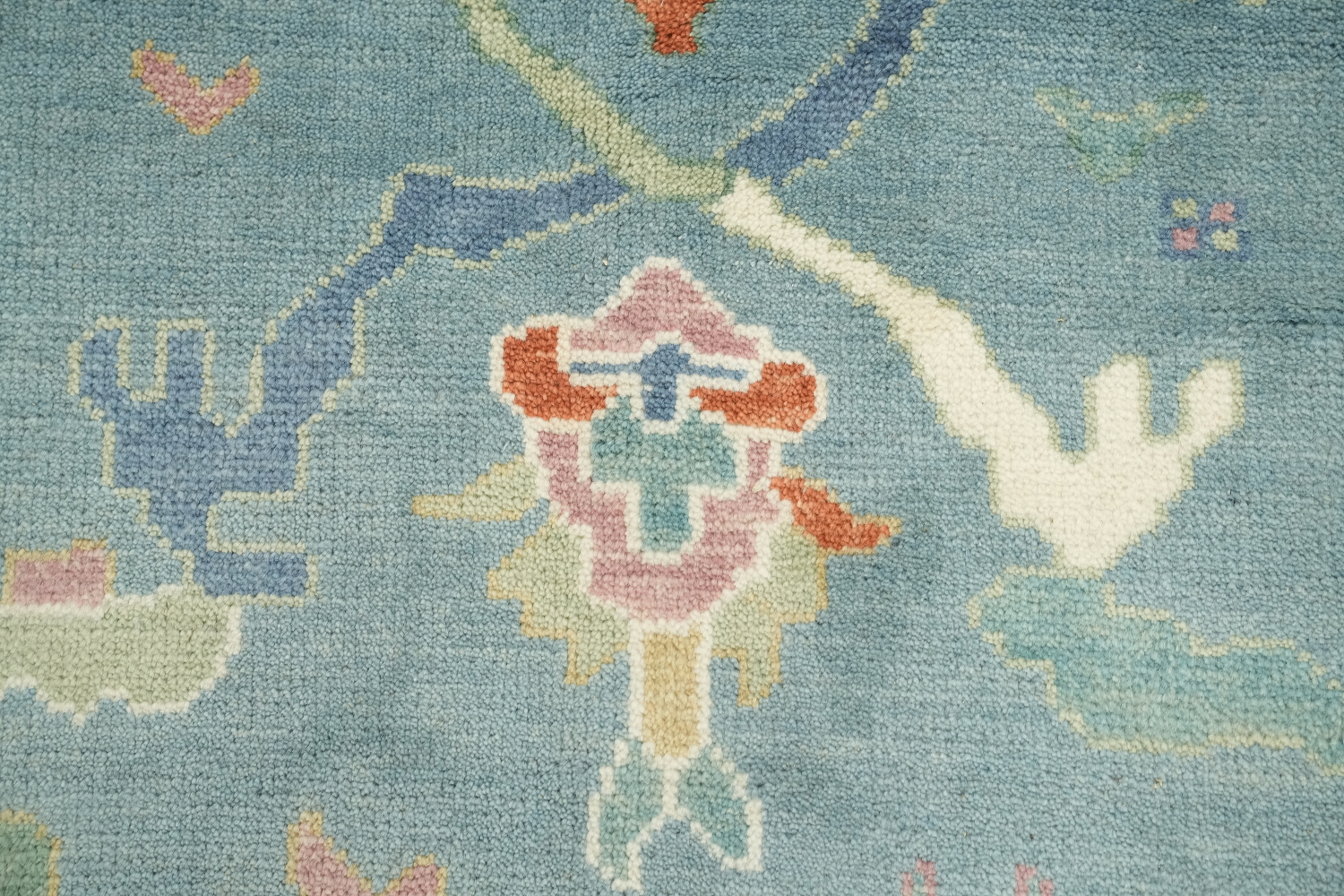 Pastel Blue Traditional Oushak Hand Made Area Rug 8x10