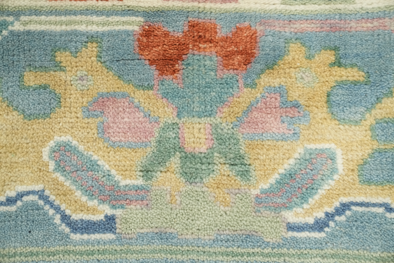 Pastel Blue Traditional Oushak Hand Made Area Rug 8x10