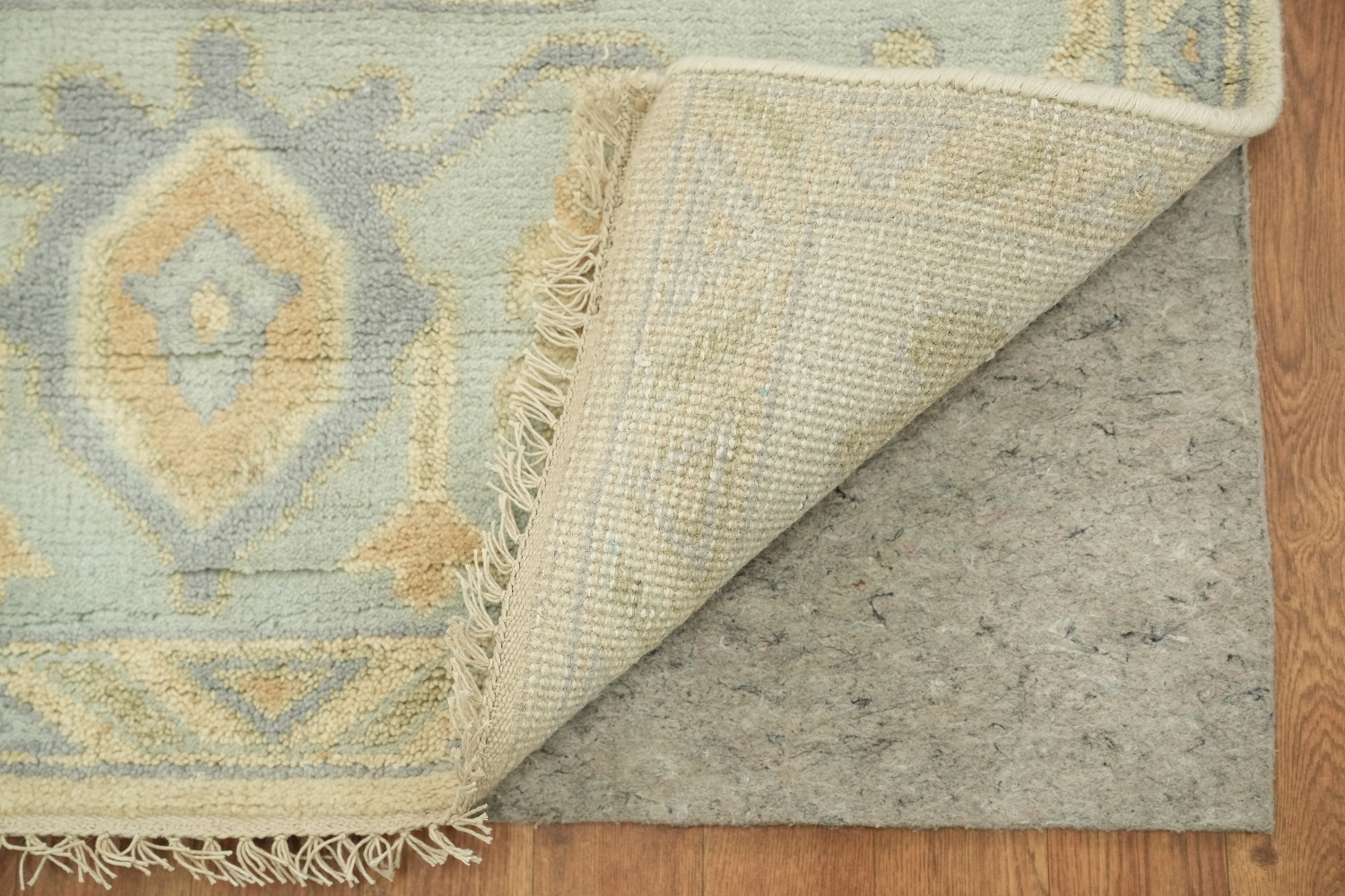 Pastel Cream and Blue Traditional Oushak Hand Made Area Rug 9x12