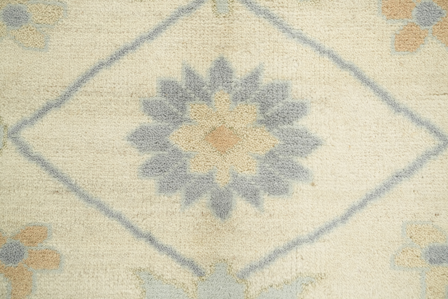 Pastel Cream and Blue Traditional Oushak Hand Made Area Rug 9x12