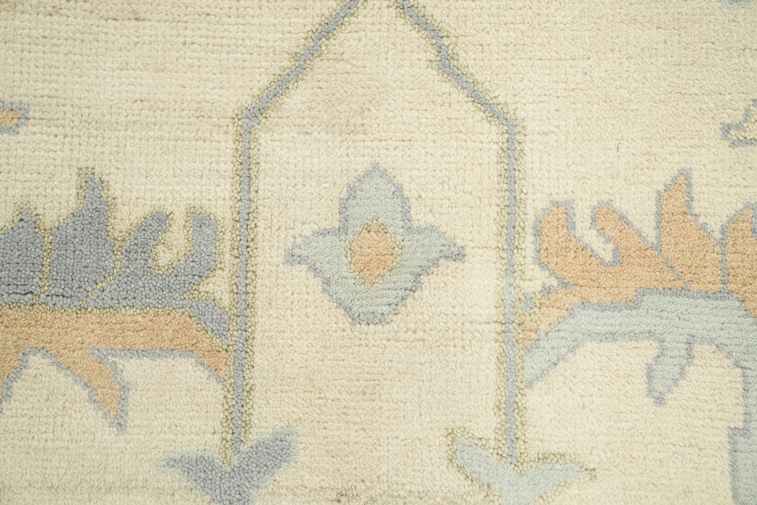Pastel Cream and Blue Traditional Oushak Hand Made Area Rug 9x12