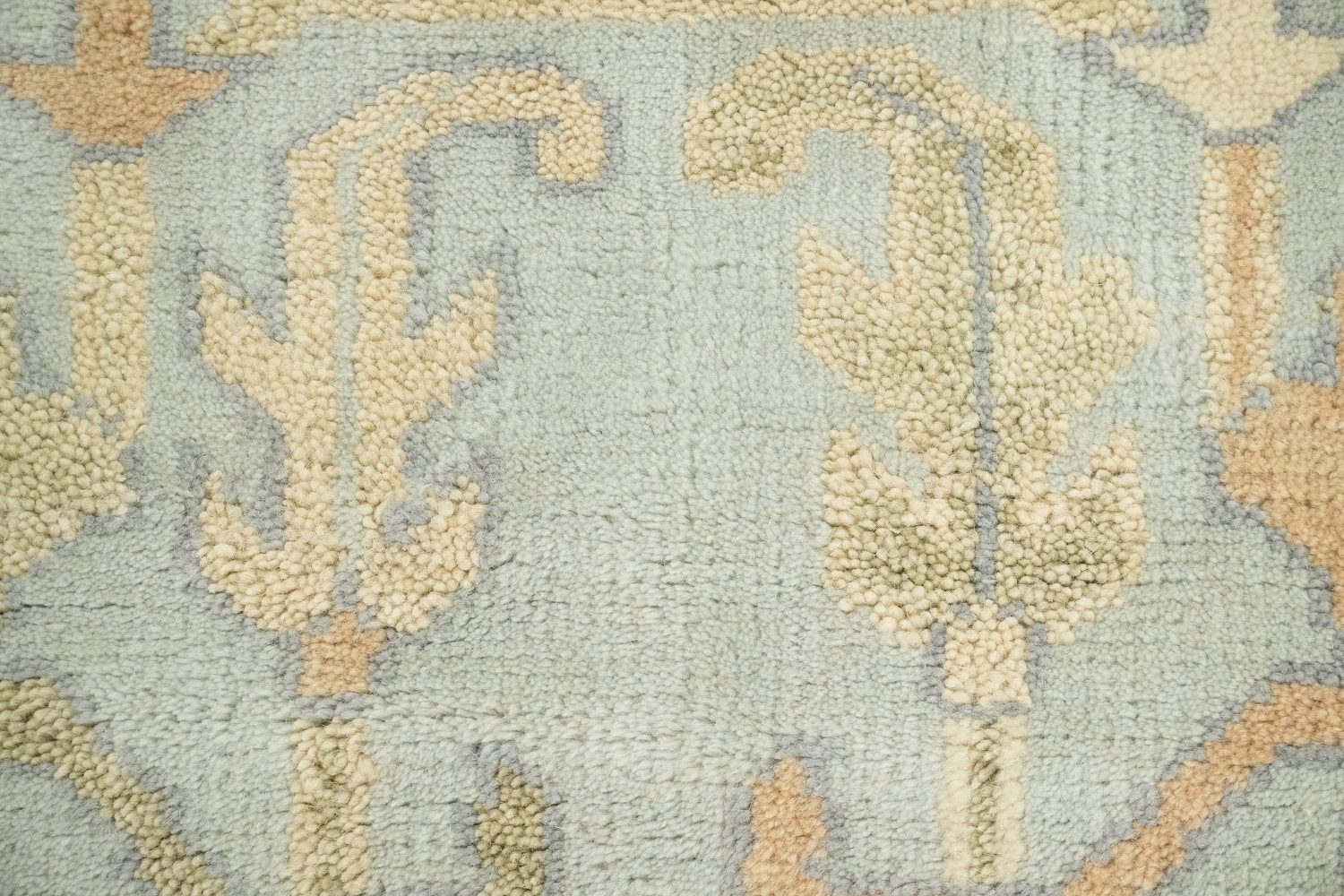 Pastel Cream and Blue Traditional Oushak Hand Made Area Rug 9x12
