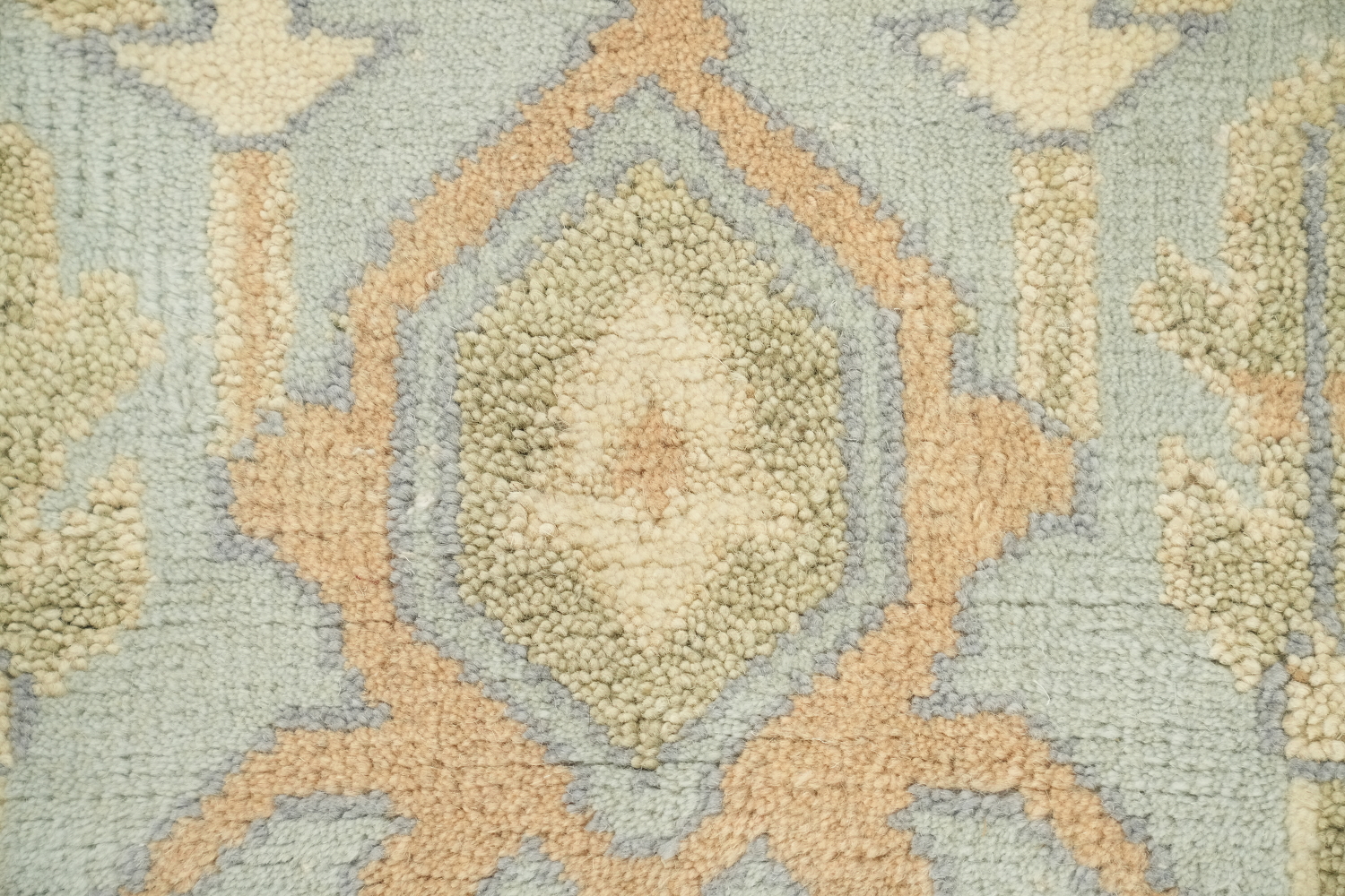 Pastel Cream and Blue Traditional Oushak Hand Made Area Rug 9x12
