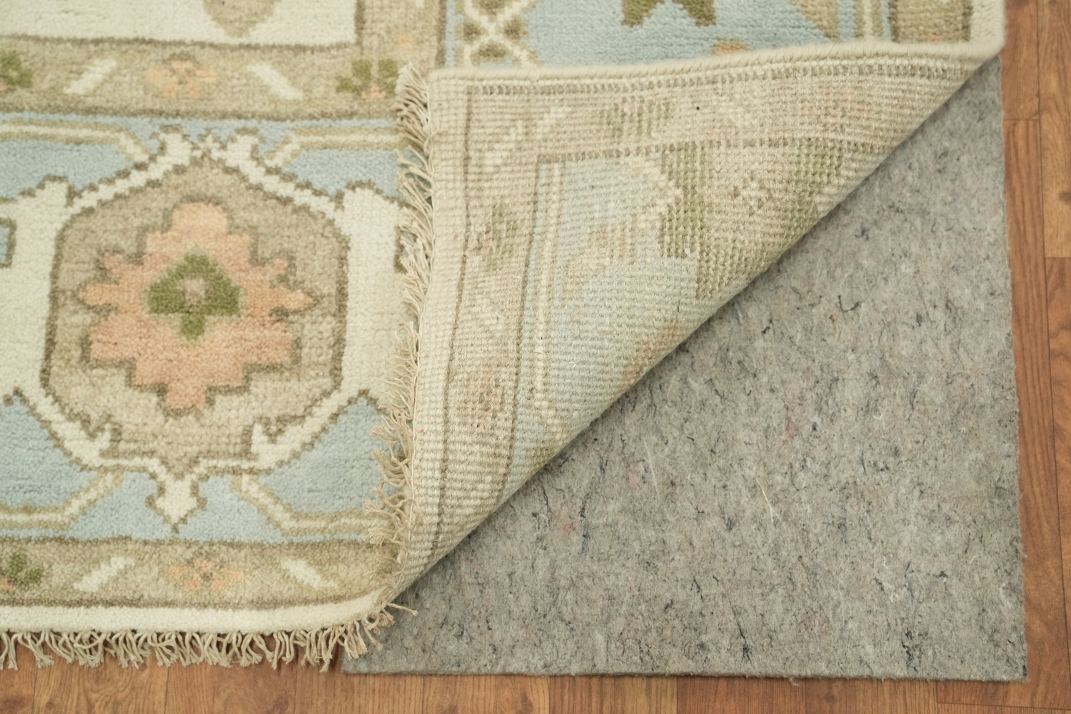 Traditional Oushak Cream and Blue Pastel Hue Hand Made Area Rug 9x12