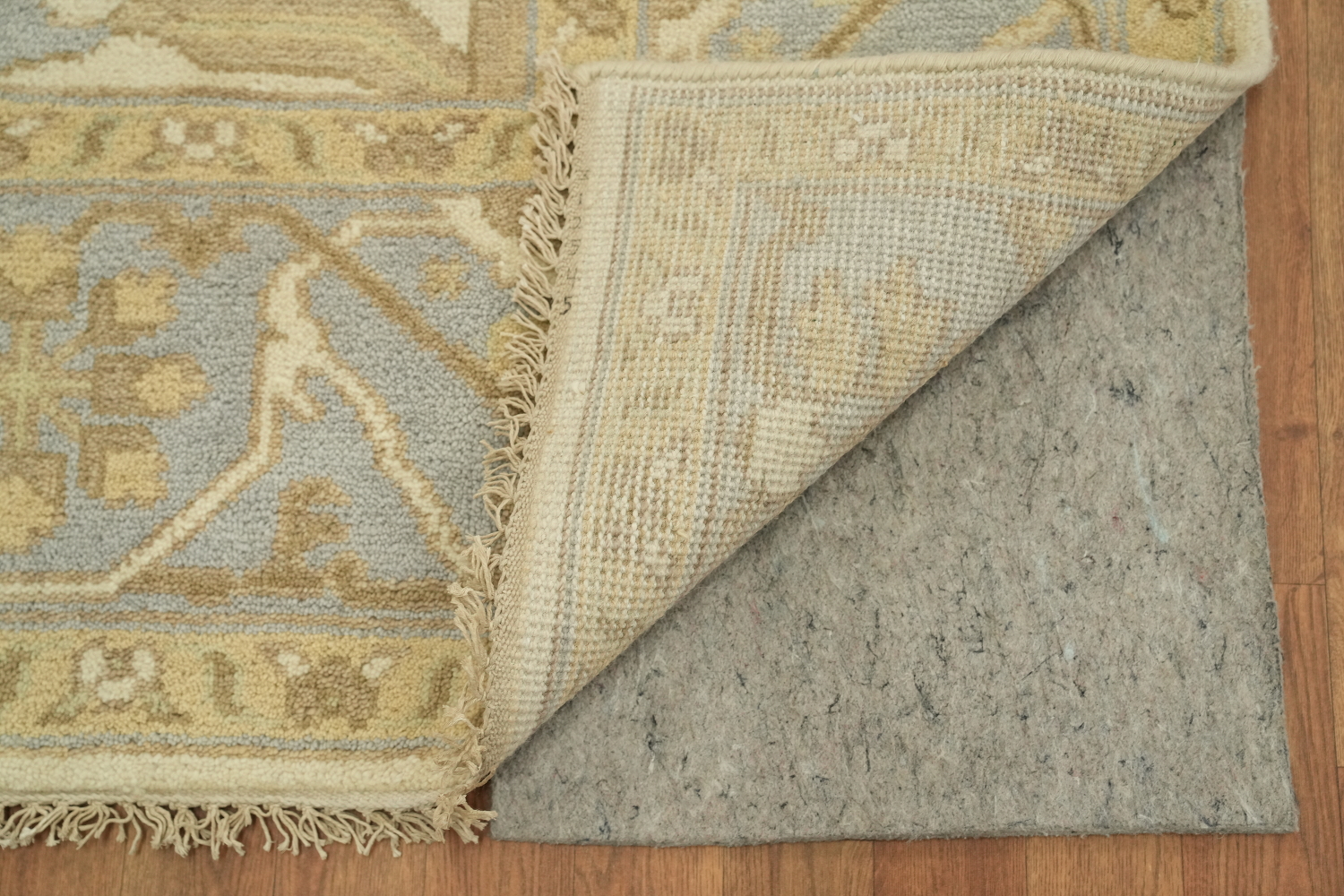 Beige and Blue Traditional Oushak Hand Made Area Rug 8x10