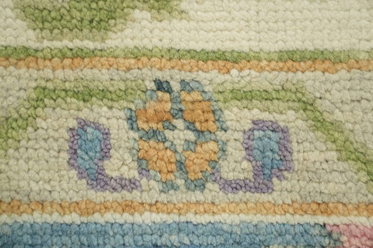 Traditional All-Over Pattern Light Blue and Pink Oushak Wool Rug 9x12
