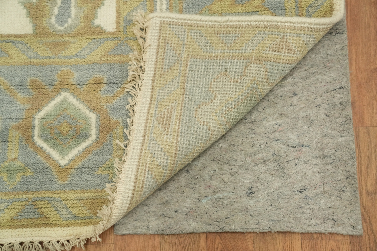 Cream and Blue Traditional Oushak Hand Made Area Rug 8x10