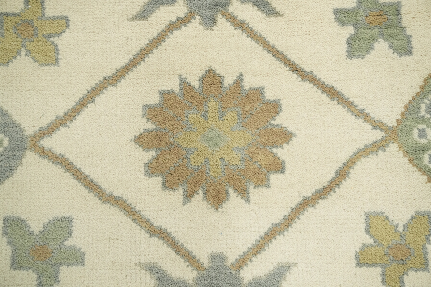 Cream and Blue Traditional Oushak Hand Made Area Rug 8x10