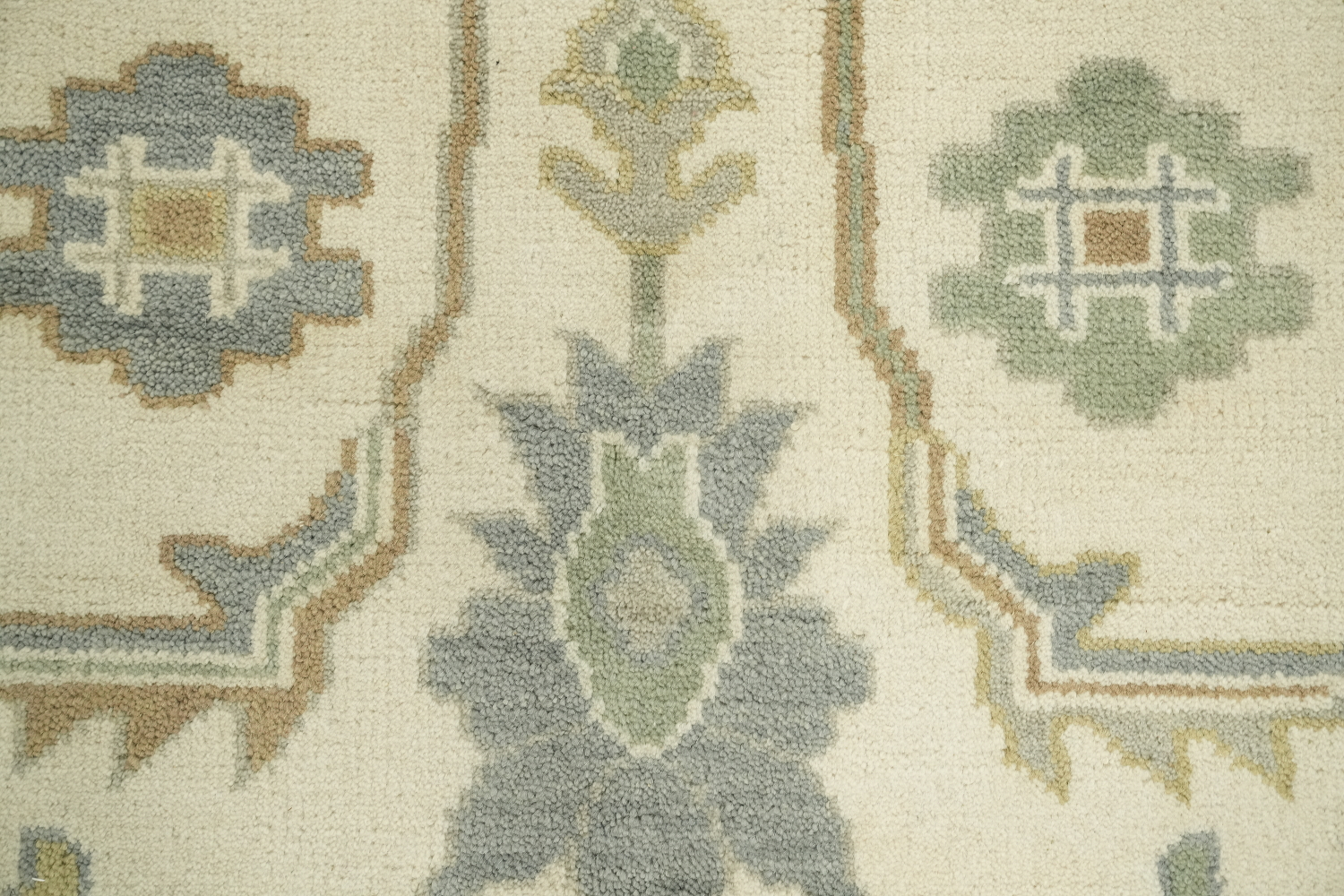 Cream and Blue Traditional Oushak Hand Made Area Rug 8x10