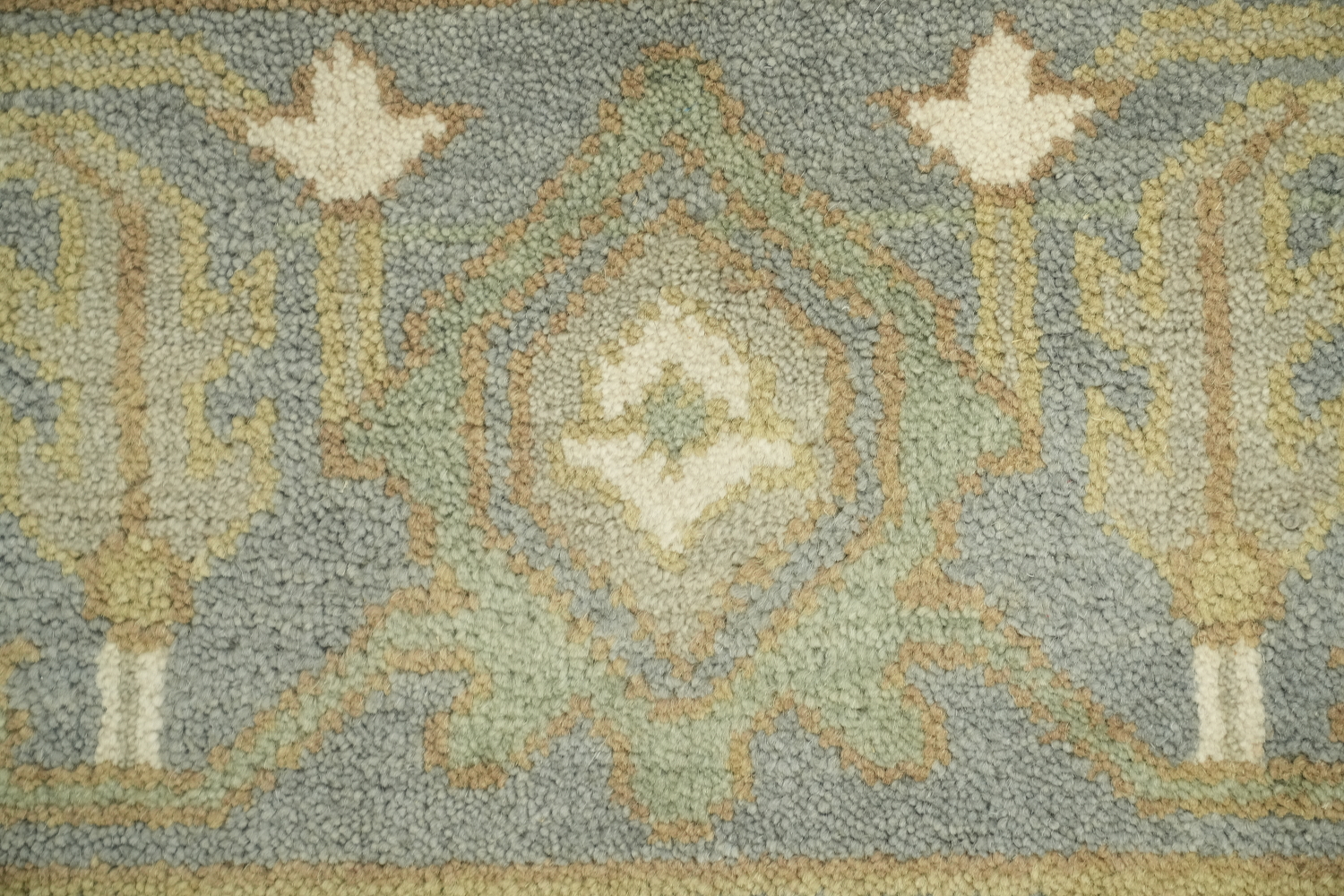 Cream and Blue Traditional Oushak Hand Made Area Rug 8x10