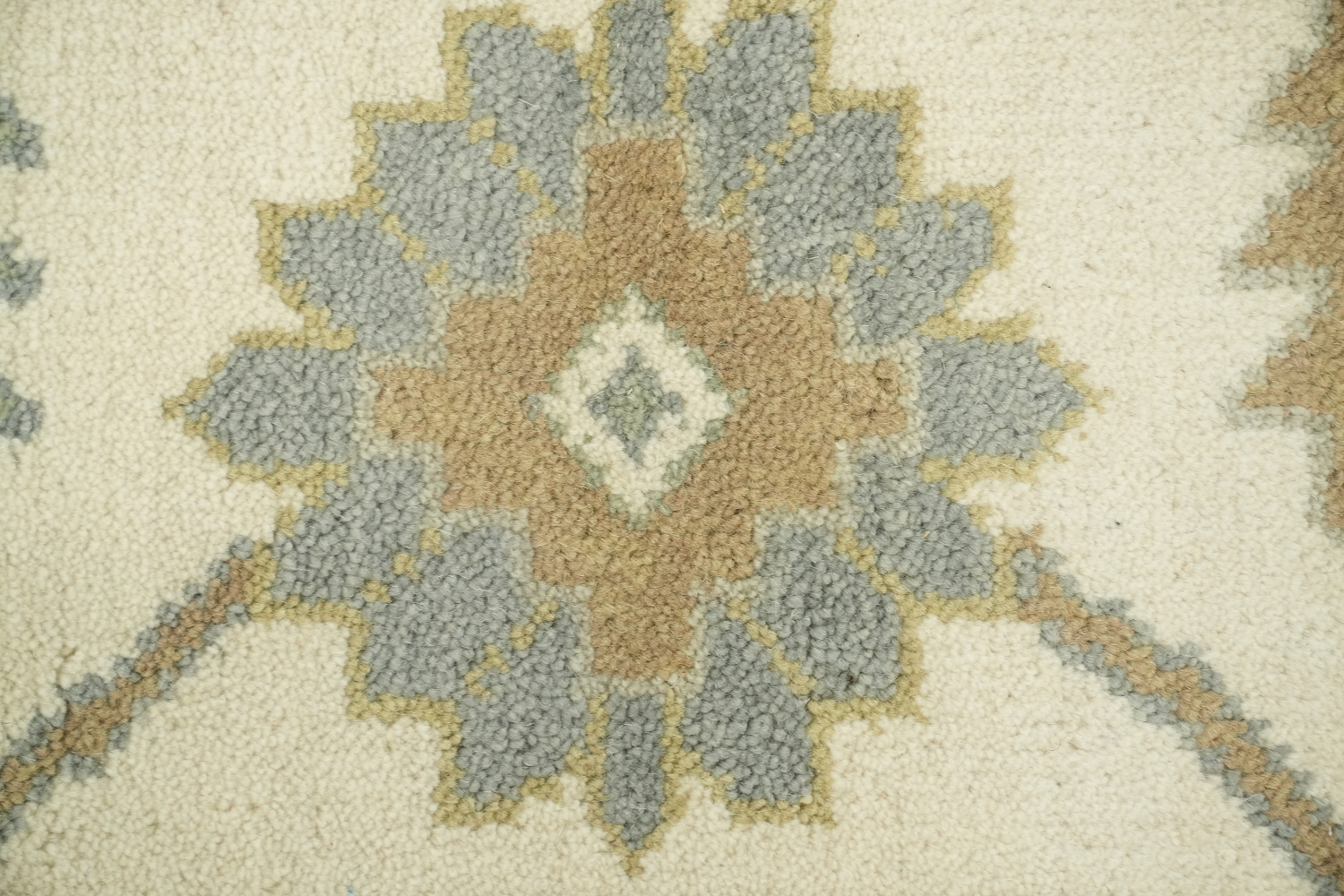 Cream and Blue Traditional Oushak Hand Made Area Rug 8x10