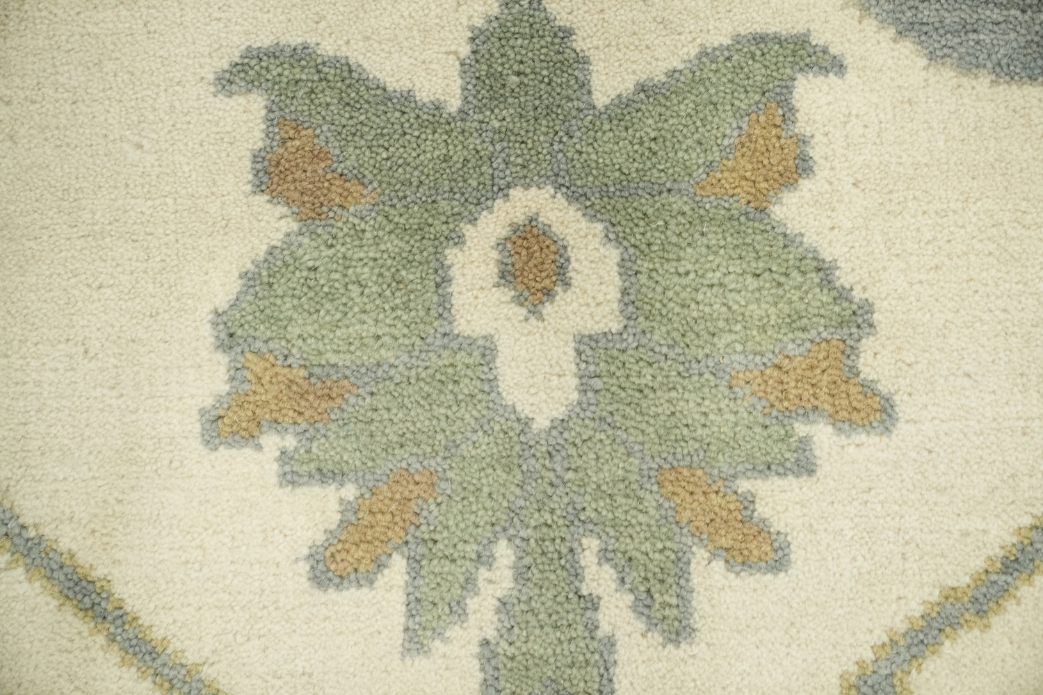 Cream and Blue Traditional Oushak Hand Made Area Rug 8x10