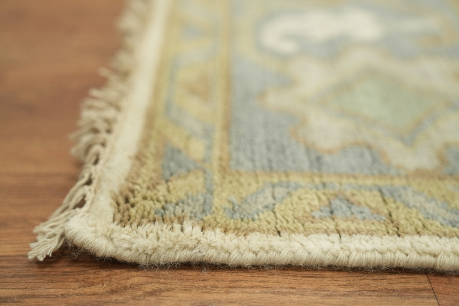 Cream and Blue Traditional Oushak Hand Made Area Rug 8x10
