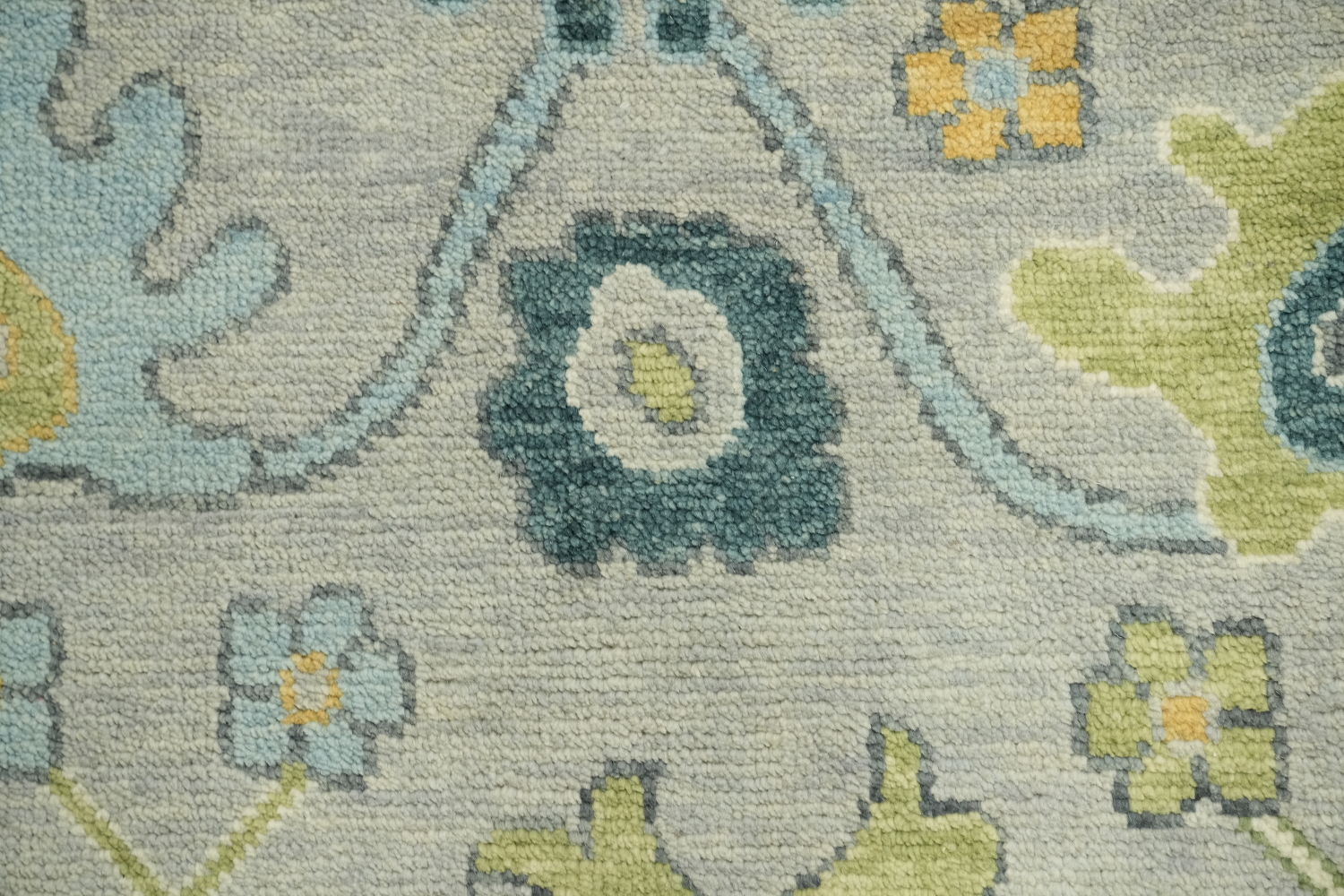 Colorful Botanical Grey Oushak Area Rug with Intricate Floral Patterns 9' x 12'