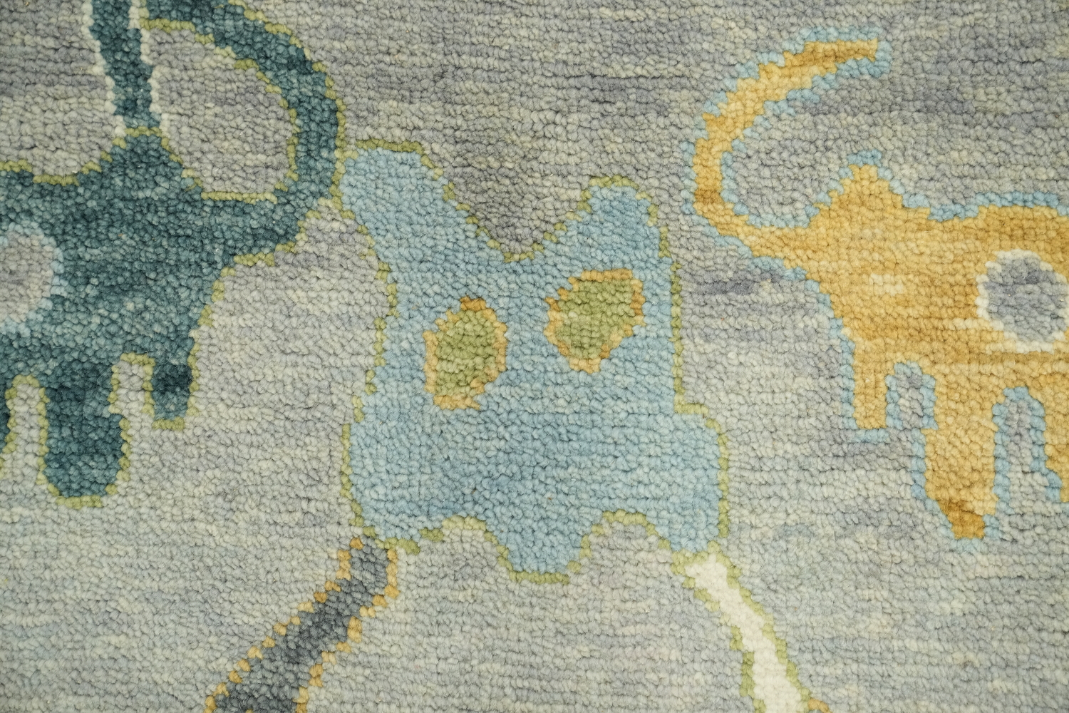Colorful Botanical Grey Oushak Area Rug with Intricate Floral Patterns 9' x 12'