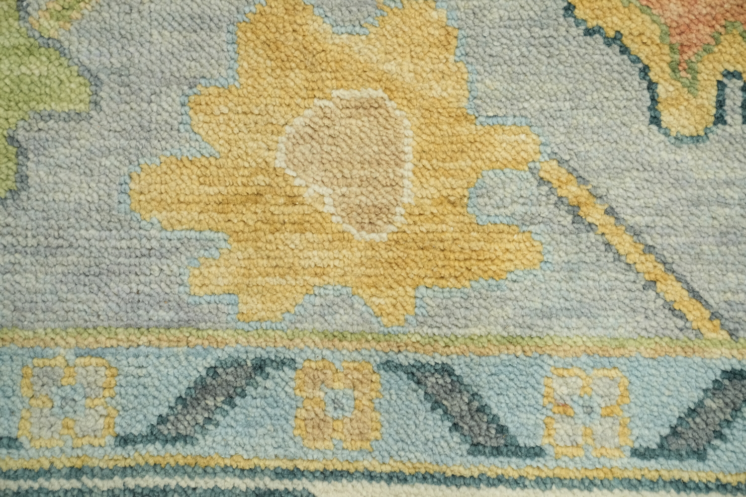 Colorful Botanical Grey Oushak Area Rug with Intricate Floral Patterns 9' x 12'