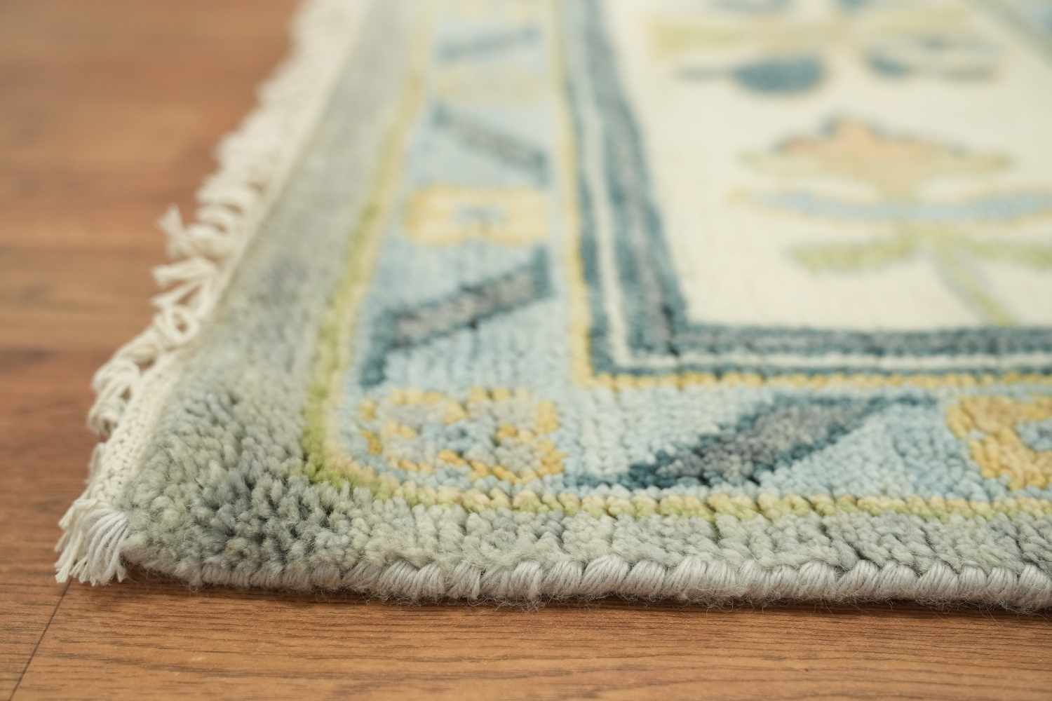 Colorful Botanical Grey Oushak Area Rug with Intricate Floral Patterns 9' x 12'