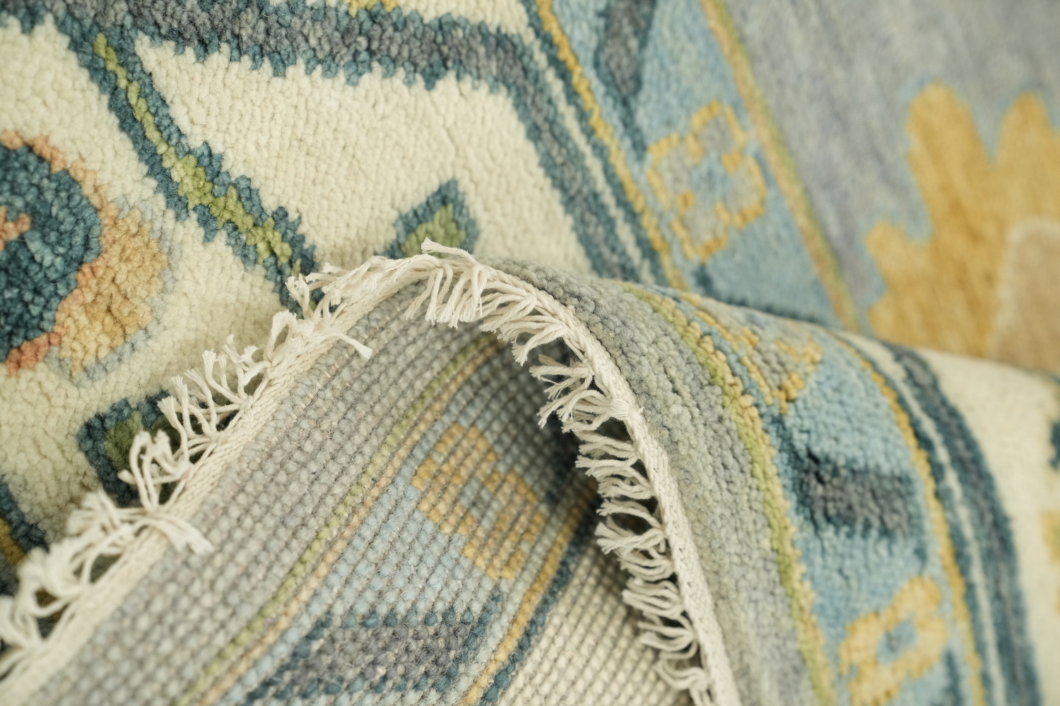 Colorful Botanical Grey Oushak Area Rug with Intricate Floral Patterns 9' x 12'