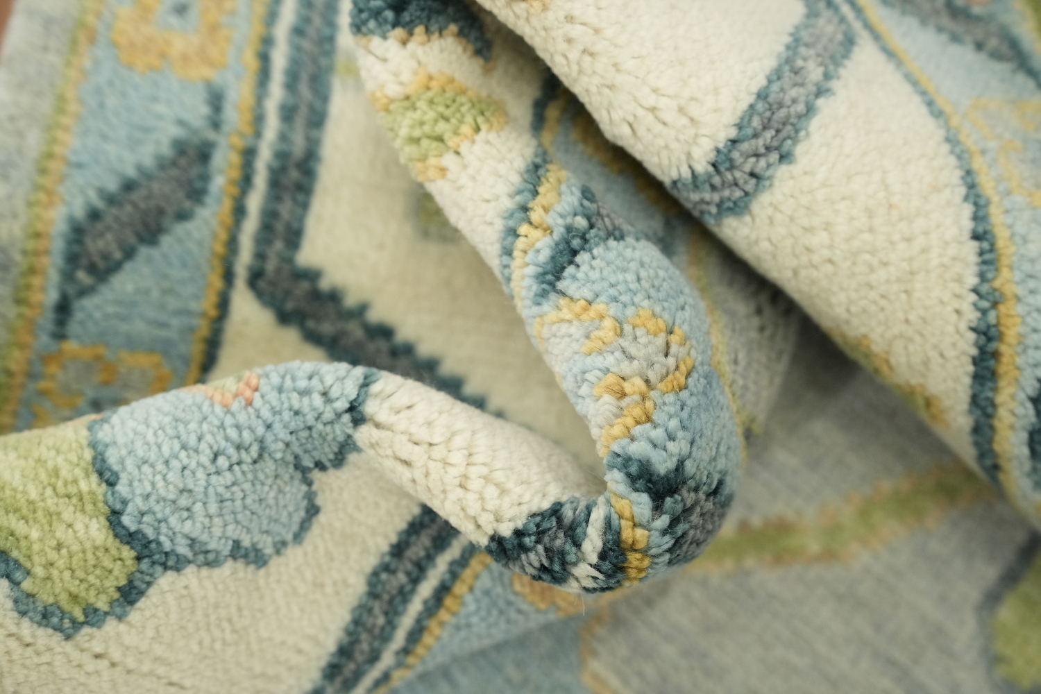 Colorful Botanical Grey Oushak Area Rug with Intricate Floral Patterns 9' x 12'
