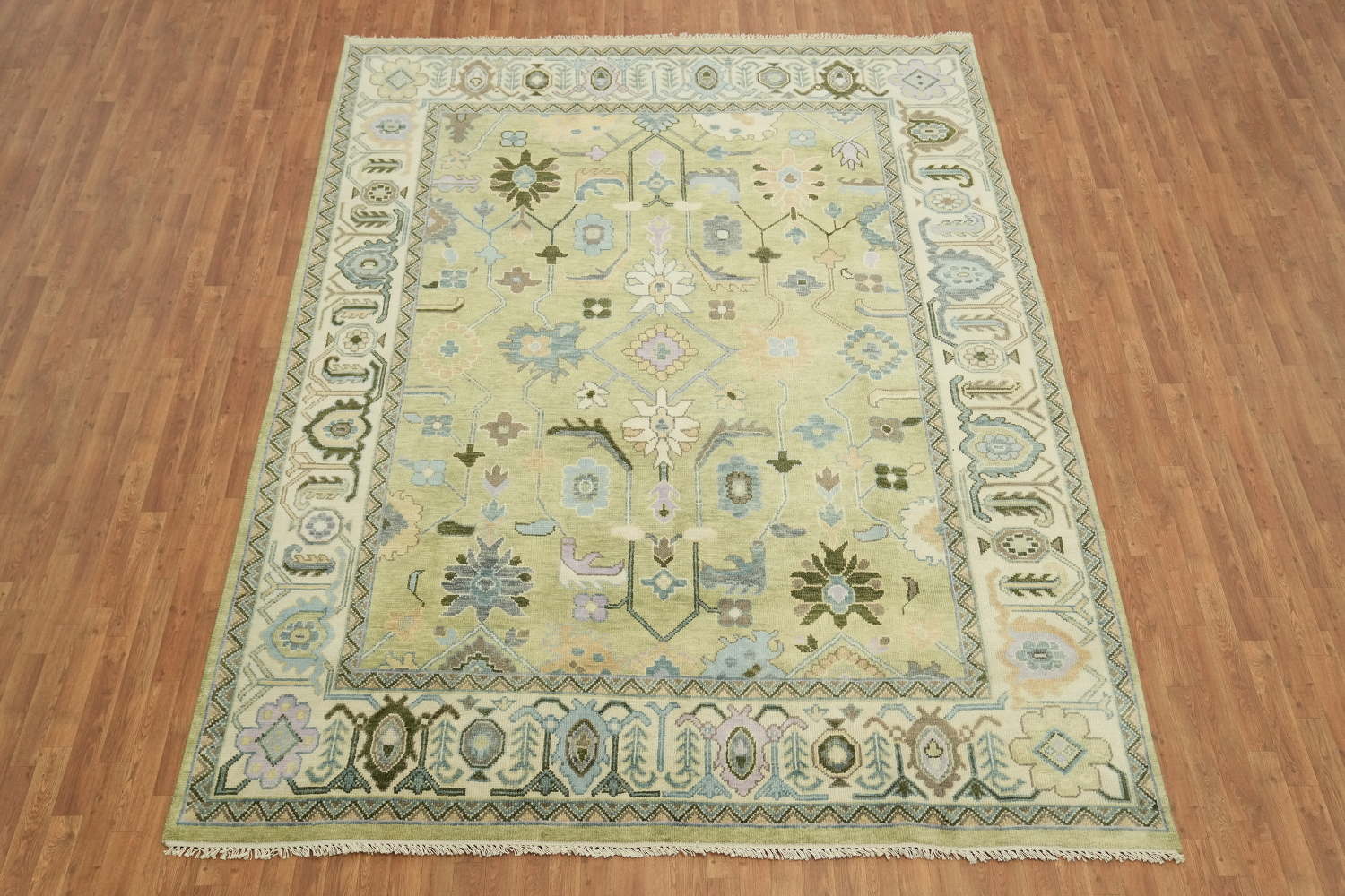 Sage Green Traditional Oushak Hand Made Area Rug 9x12