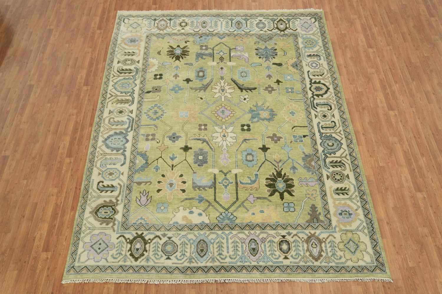 Sage Green Traditional Oushak Hand Made Area Rug 9x12