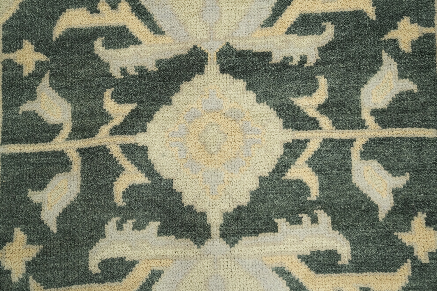 Dark Teal and Beige Traditional Oushak Hand Made Area Rug 9x12