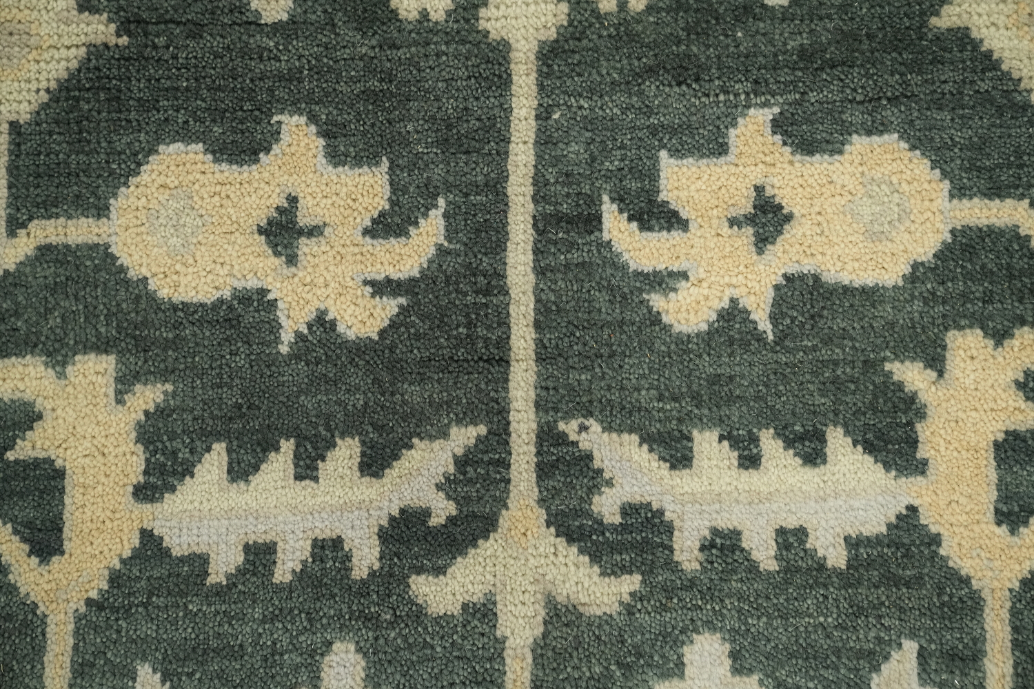 Dark Teal and Beige Traditional Oushak Hand Made Area Rug 9x12