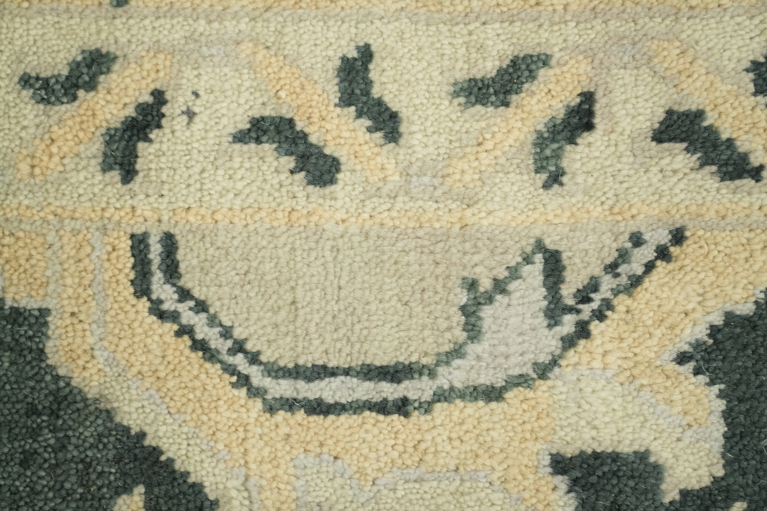 Dark Teal and Beige Traditional Oushak Hand Made Area Rug 9x12