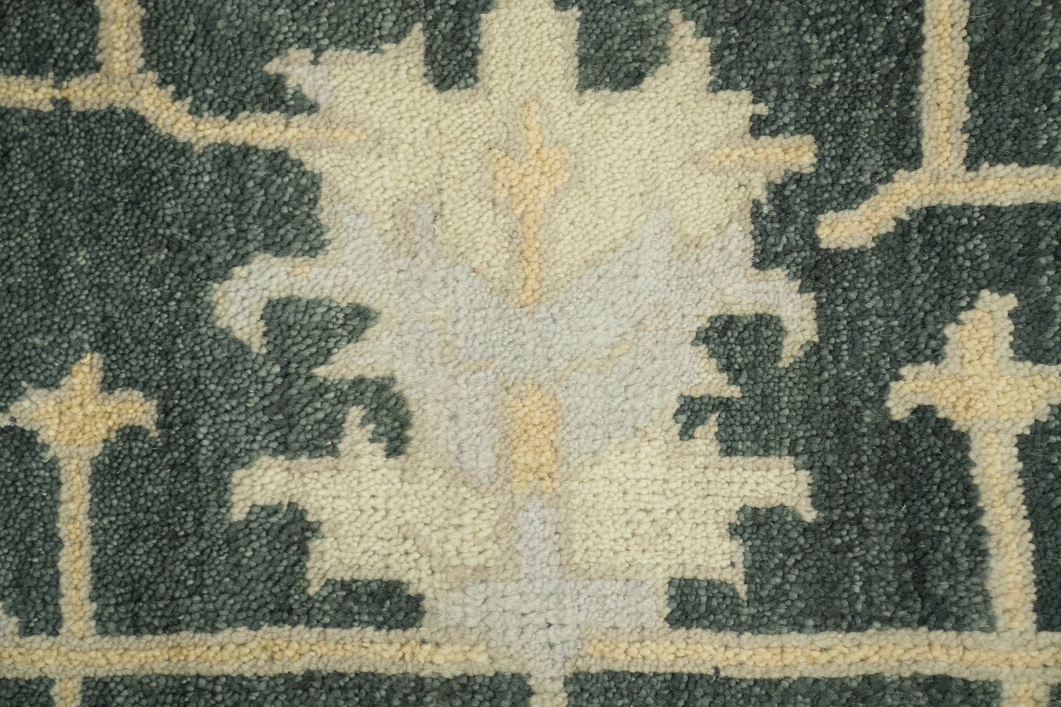 Dark Teal and Beige Traditional Oushak Hand Made Area Rug 9x12