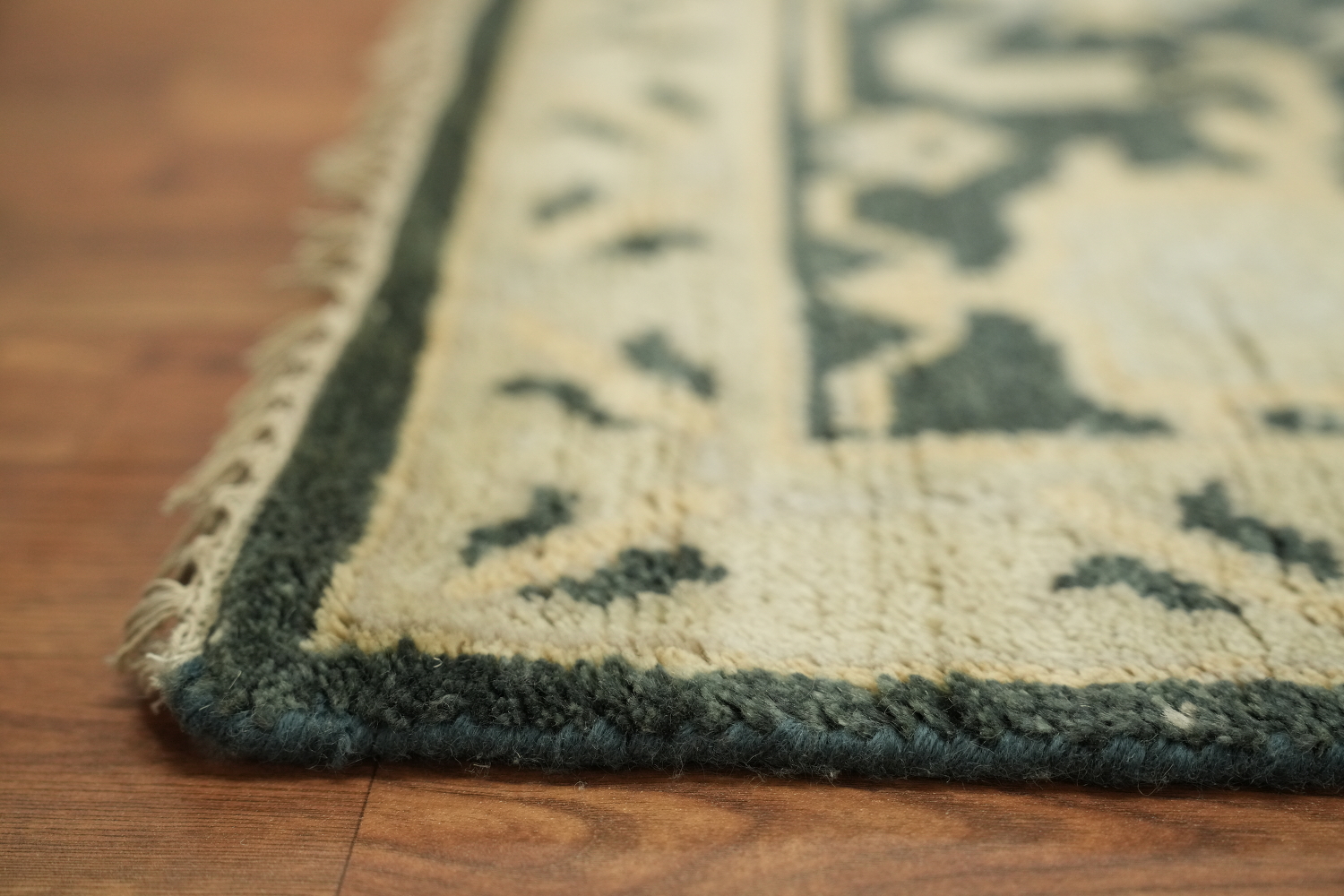 Dark Teal and Beige Traditional Oushak Hand Made Area Rug 9x12
