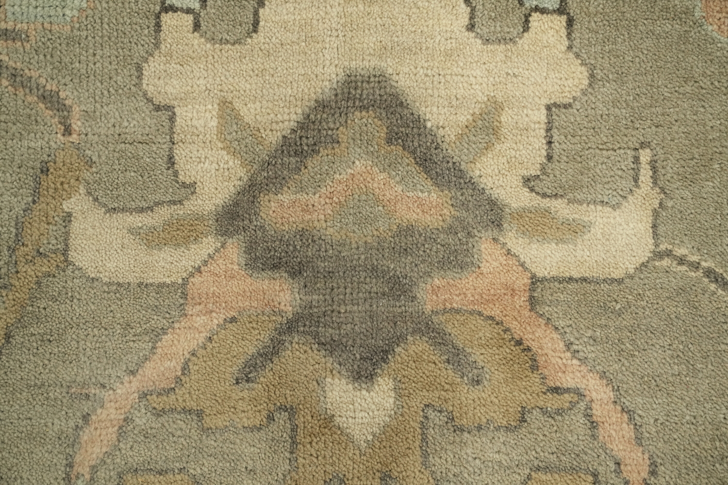 Green and Blue Traditional Oushak Hand-Knotted Wool Area Rug 9x12