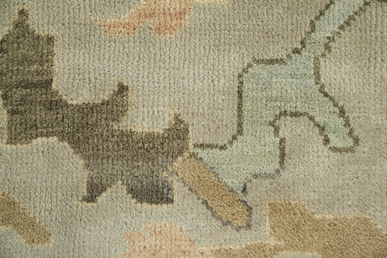 Green and Blue Traditional Oushak Hand-Knotted Wool Area Rug 9x12