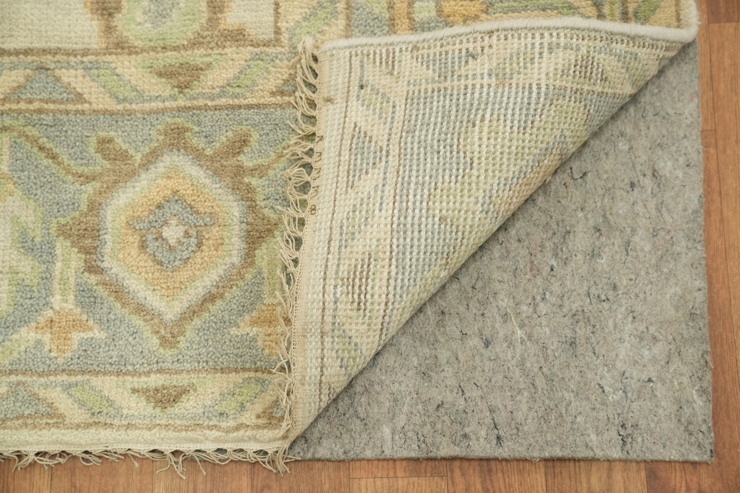 8x10 All-Over Beige and Blue Oushak Indian Rug with Soft Pastel Tones